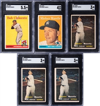 1955-1959 Topps Hall of Famers & Stars Card Collection (800+ Different) Featuring Graded Examples Of Mickey Mantle And Roberto Clemente